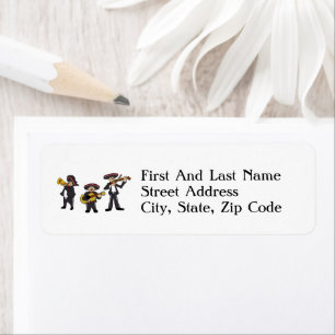 Mexican Mariachi Band Fiesta Music Cartoon Art Etiket