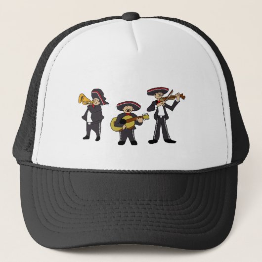 Mexican Mariachi Band Fiesta Music Cartoon Art Trucker Pet (Voorkant)