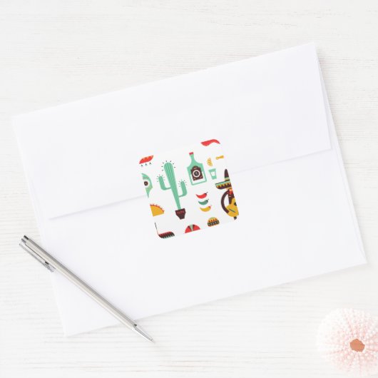mexican mariachi vierkante sticker (Envelop)