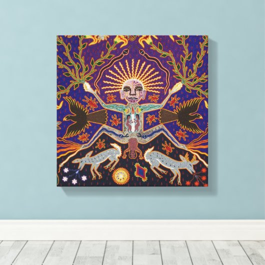 Mexican Mayan Aztec Goddess Ethnic Tribal Art Boho Canvas Afdruk (Insitu (Houten vloer))