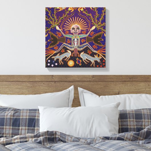 Mexican Mayan Aztec Goddess Ethnic Tribal Art Boho Canvas Afdruk (Insitu (Slaapkamer))