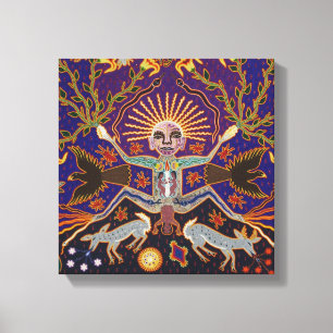 Mexican Mayan Aztec Goddess Ethnic Tribal Art Boho Canvas Afdruk