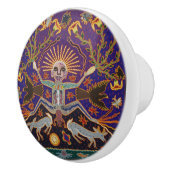 Mexican Mayan Aztec Goddess Ethnic Tribal Art Boho Keramische Knop (Rechts)