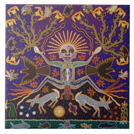 Mexican Mayan Aztec Goddess Ethnic Tribal Art Boho Tegeltje (Voorkant)