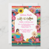 Mexican Mis 15 Anos Party Gold Glitter Uitnodiging (Voorkant)