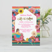 Mexican Mis 15 Anos Party Gold Glitter Uitnodiging (Staand voorkant)