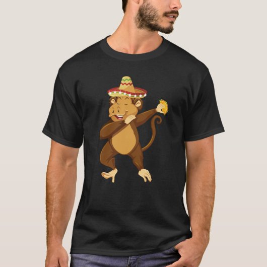 Mexican Monkey Taco Dabbing Cinco De Mayo T-shirt (Voorkant)