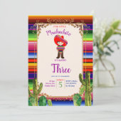 Mexican Muchachito Cactus Birthday Uitnodiging (Staand voorkant)