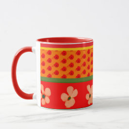 Mexican Mug with Designs Greens and Red Mok