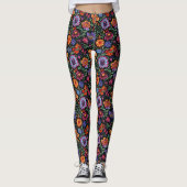 Mexican Otomi Folk Floral Colorful Leggings (Voorkant)