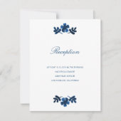 Mexican Otomi Wedding Reception Card - Navy Blue Kaart (Voorkant)