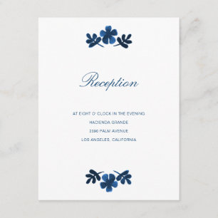 Mexican Otomi Wedding Reception Card - Navy Blue Kaart
