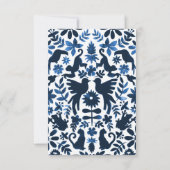 Mexican Otomi Wedding RSVP Kaart - Navy Blue (Achterkant)