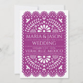 Mexican Papel Picado Magenta Folk Art Boda Wedding Kaart (Voorkant)