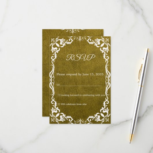 Mexican Papel Picado Wedding RSVP Card (Voorkant / Achterkant in situ)