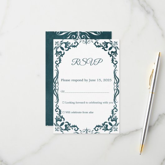 Mexican Papel Picado Wedding RSVP Card (Voorkant / Achterkant in situ)