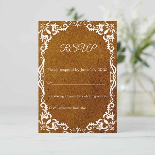 Mexican Papel Picado Wedding RSVP Card (Staand voorkant)