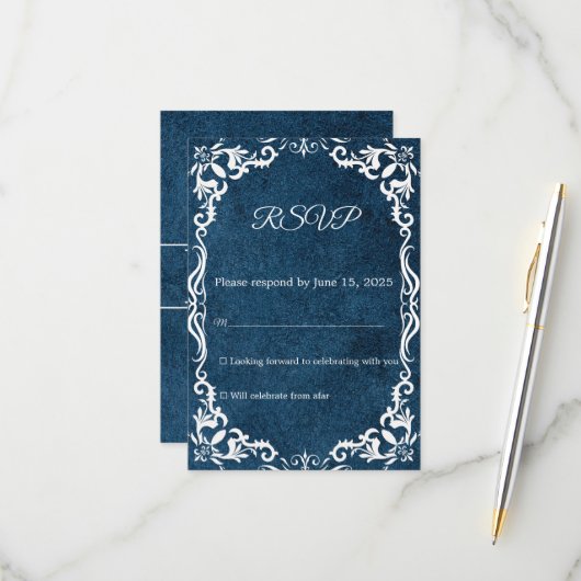 Mexican Papel Picado Wedding RSVP Card (Voorkant / Achterkant in situ)