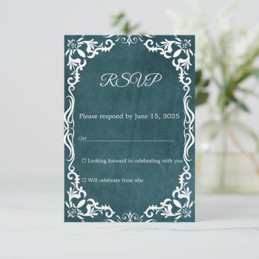 Mexican Papel Picado Wedding RSVP Card Kaartje (Staand voorkant)