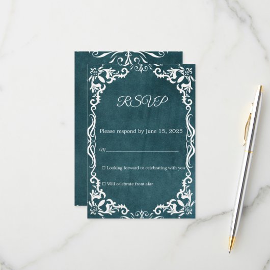 Mexican Papel Picado Wedding RSVP Card Kaartje (Voorkant / Achterkant in situ)