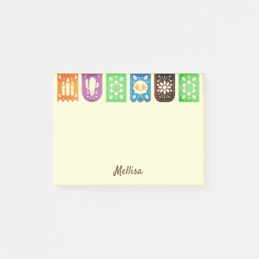 Mexican Picado Banner DIY Jouw naam Post-it Notes (Voorkant)