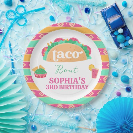 Mexican Pink Fiesta Taco Bout Verjaardagspapier Bo Papieren Bordje (Feest)