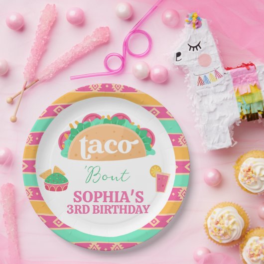 Mexican Pink Fiesta Taco Bout Verjaardagspapier Bo Papieren Bordje (Feest)