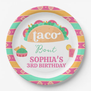 Mexican Pink Fiesta Taco Bout Verjaardagspapier Bo Papieren Bordje