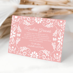 Mexican Pink Girl Baby shower Bedankt Card