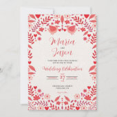 Mexican Pink Red Floral Elegant Aesthetic Wedding Kaart (Voorkant)