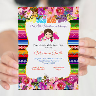 Mexican Pink senorita Fiesta Girl Baby shower Kaart