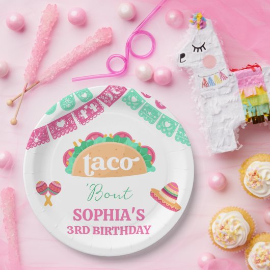 Mexican Pink Taco Bout Fiesta Verjaardagspapier Bo Papieren Bordje (Feest)