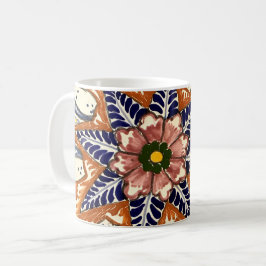 Mexican Pottery Talavera Southwest Brown Blue Koffiemok