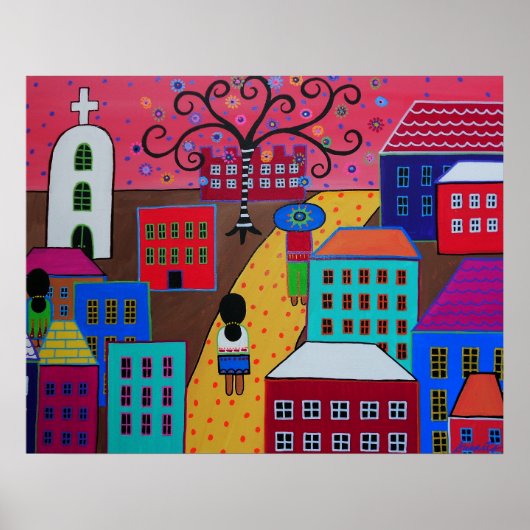 MEXICAN PUEBLO III TOWN PRISARTS PAINTING POSTER (Voorkant)