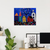 MEXICAN PUEBLO TOWN PRISARTS PAINTING POSTER (Thuiskantoor)