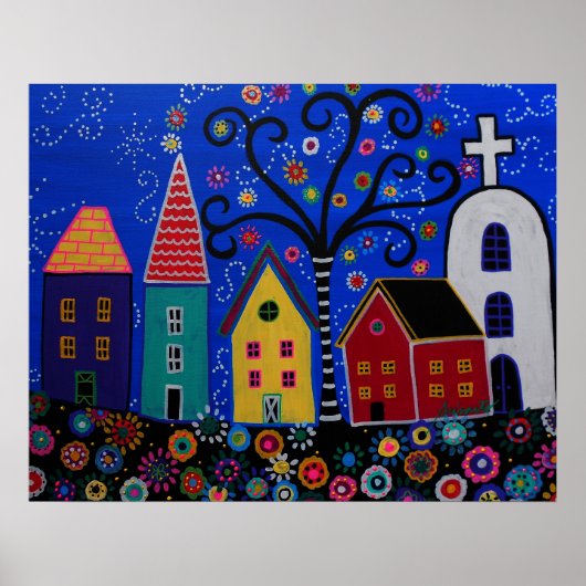 MEXICAN PUEBLO TOWN PRISARTS PAINTING POSTER (Voorkant)
