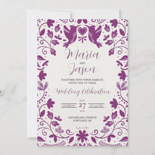 Mexican Purple Floral Romantic Aesthetic Wedding Kaart (Voorkant)