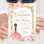 Mexican Quinceañera Invitation Roos Gold Flowers Kaart<br><div class="desc">Mexican Quinceañera Invitation Roos Gold Flowers Mis Quince Anos,  15e verjaardag, </div>