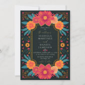 Mexican Rancho Elegant Bold Flowers Lijst Wedding Kaart (Voorkant)