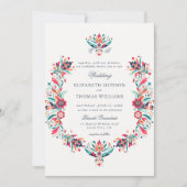 Mexican Rancho Floral Lijst Elegant Crest Wedding Kaart (Voorkant)