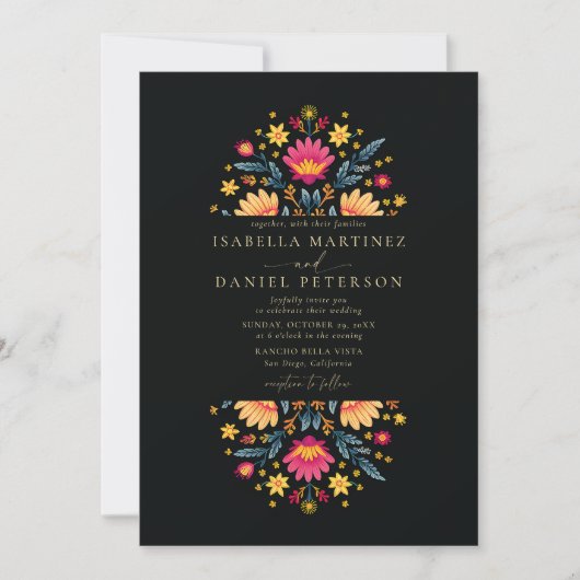 Mexican Rancho Modern Elegant Floral Lijst Wedding Kaart (Voorkant)