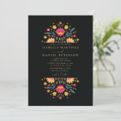 Mexican Rancho Modern Elegant Floral Lijst Wedding Kaart (Staand voorkant)