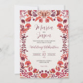 Mexican Red Burgundy Rose Floral Botanical Wedding Kaart (Voorkant)