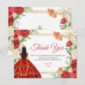 Mexican Red Roses Princess Quinceanera Butterfly Bedankkaart (Voorkant / Achterkant)