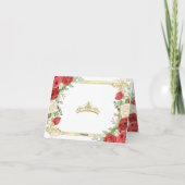 Mexican Red Roses Princess Quinceanera Folded Bedankkaart (Achterkant)