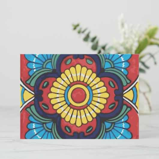 Mexican red talavera tile kaart (Staand voorkant)