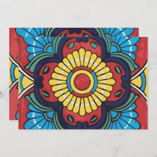 Mexican red talavera tile kaart (Voorkant / Achterkant)