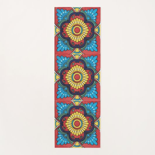 Mexican red talavera tile yogamat (Voorkant)