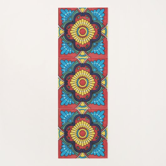 Mexican red talavera tile yogamat (Achterkant)
