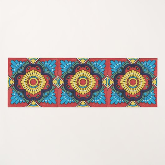 Mexican red talavera tile yogamat (Voorkant (horizontaal))